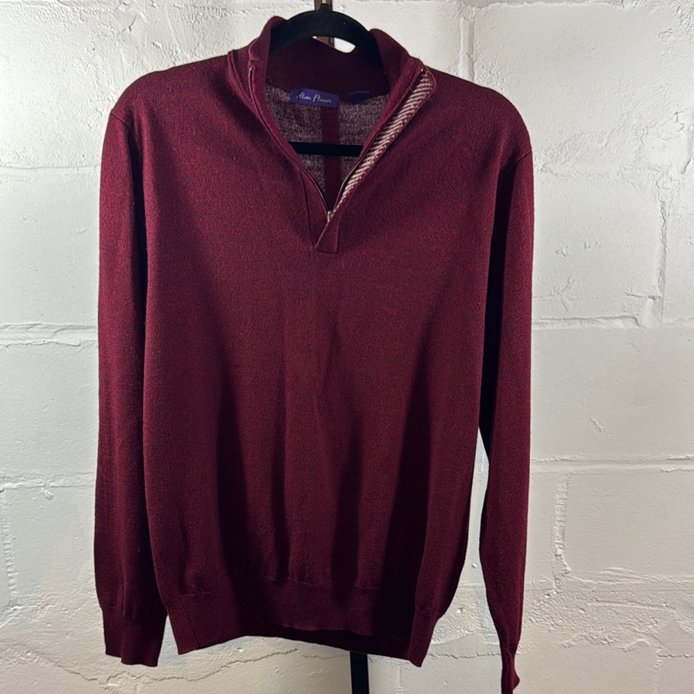Alan Flusser Red Zip Up Sweater